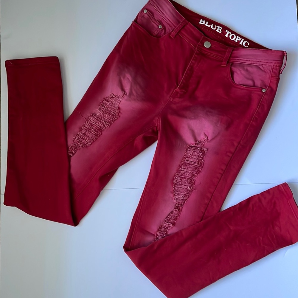 Blue Topic Red Faded Ripped Jeans Size 11/12